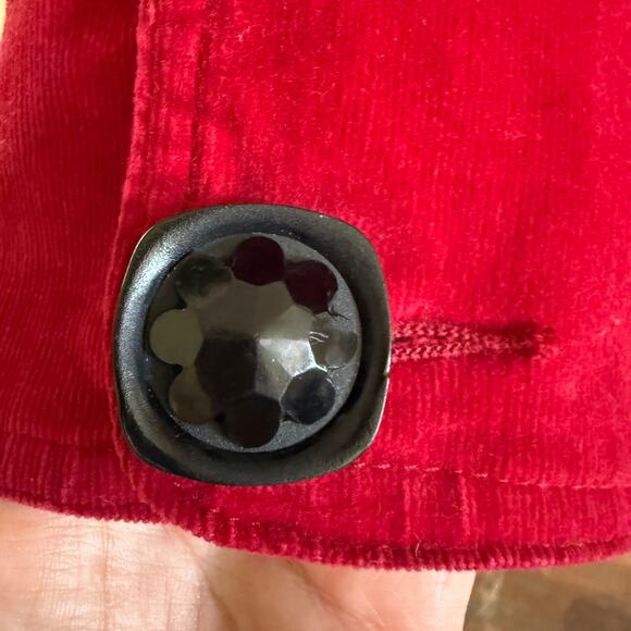 Y2K Western Red Corduroy Jacket 1X Button Front Plus Size Stretch Holiday Bold - Picture 5 of 14
